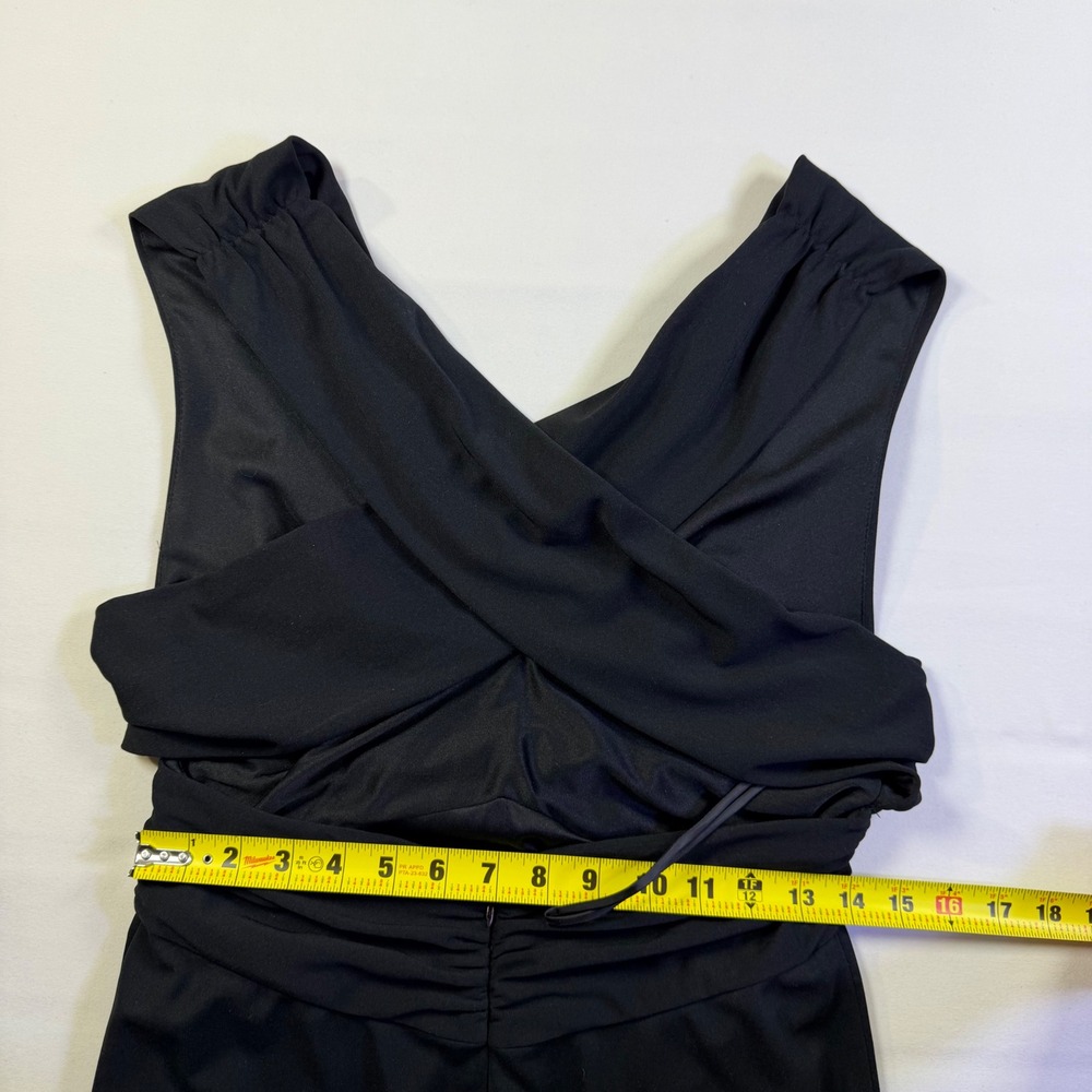 White House Black Market Black Plunge V-Neck Open Back Maxi Gown Dress 10 Sexy - Picture 13 of 14